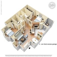 2 Bed 2 Bath 2-Car Garage 1279 SqFt (1247 Net) 1163 floor plan